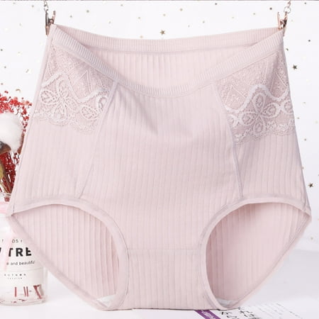 Panty for Women Womens Briefs Briefs for Women Women s Solid Lace Plus Size High Waist Leak Proof Cotton Crotch Shorts Underwear Panties