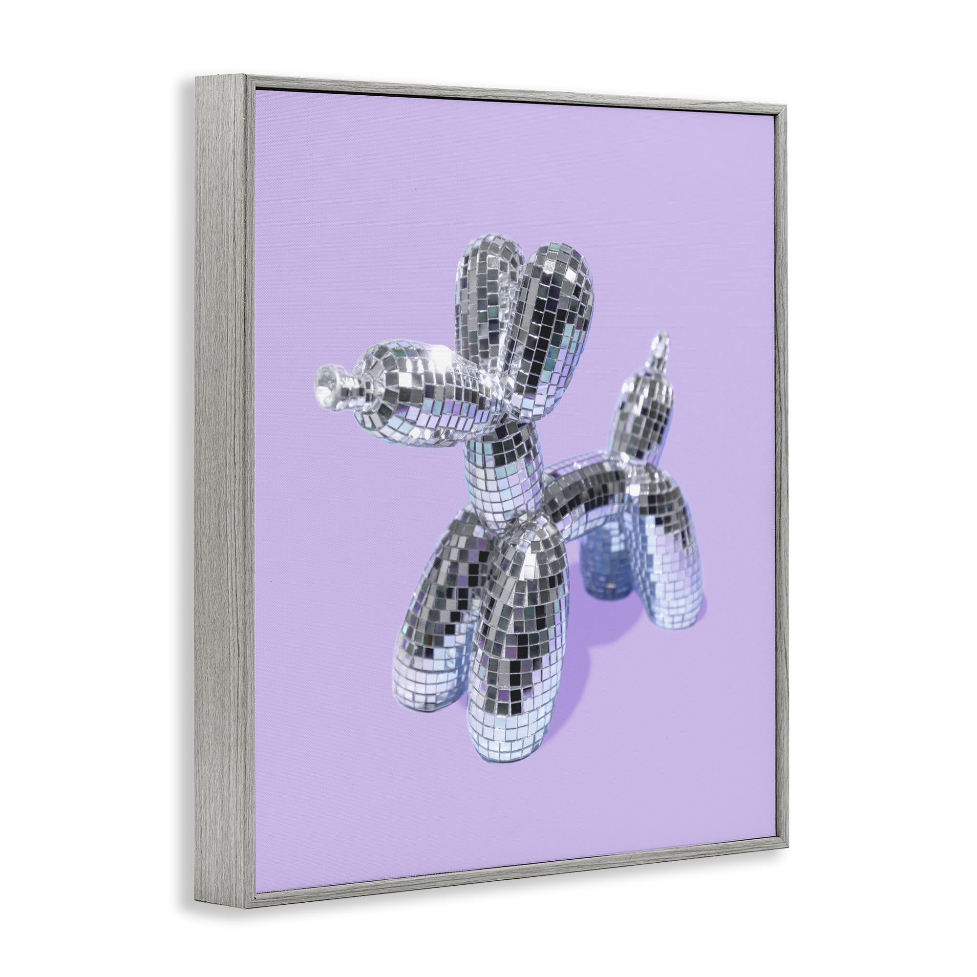 Stupell Industries Disco Balloon Animal on Lilac Gray Framed Giclee Art, design by LISH Creative