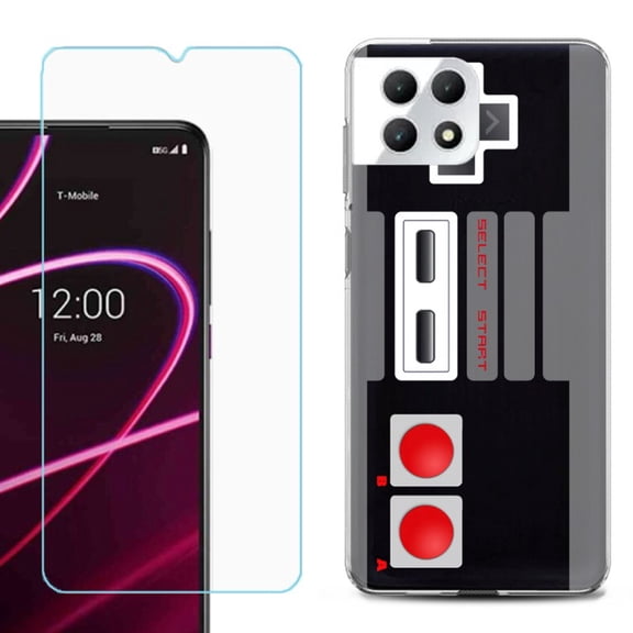 Phone Case for T-Mobile Revvl 7 5G, Shockproof Case Cover with Tempered Glass Screen Protector, by OneToughShield - Game Controller