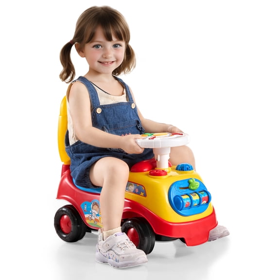 Ambifirner Ride On Push Car for Toddlers, Sit to Stand Toddler Ride On Toy, Classic Kids Ride On Car with Music Steering Wheel, Horn & Under Seat Storage, Ride On Toy for Boys Girls