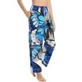 thumbnail image 3 of Cauagu Blue and White Butterflies Pajama Pants for Women Loose Fit Wide Leg Trouser Pants Casual Elastic Waist Drawstring Lounge Pants, 3 of 6