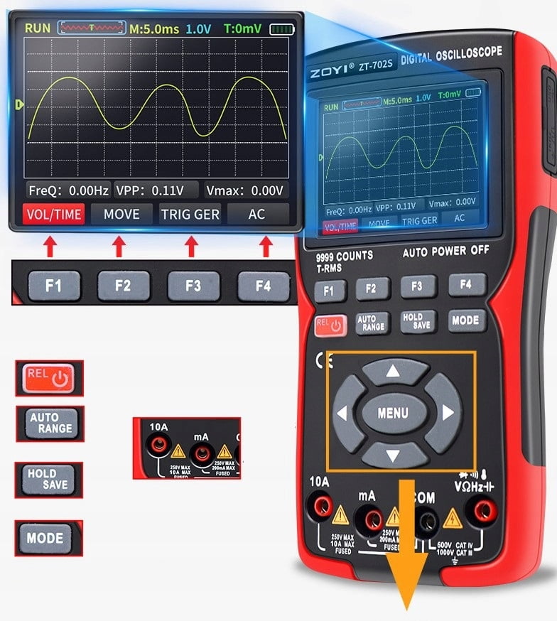 ZT-702S 2-in-1 high-precision 10MZ oscilloscope universal meter