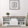 thumbnail image 2 of Walker Edison Banc de Rangement à Porte Coulissante de Style Ferme avec 1 Étagère Fixe et 2 Étagères Réglables, Chêne Blanc/rustique (Ensemble de 1), 2 of 9