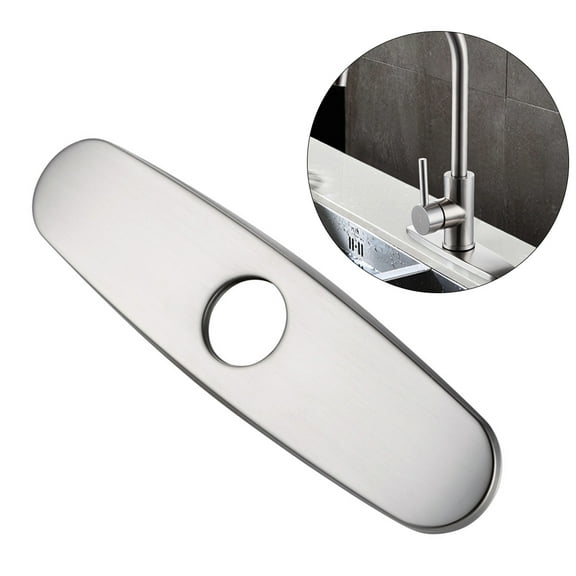 GARVALON Kitchen Faucet Hole Brushed Finish Sink Cover 14x6.3x0.4in Stainless Steel Prevent Water Leakage 1Pack