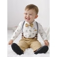 thumbnail image 3 of Baby Boy Clothes Suit 0-18M 4pcs Formal Suspender Pants Romper Shirt Dress Bowtie Clothes Infant Set, 3 of 13