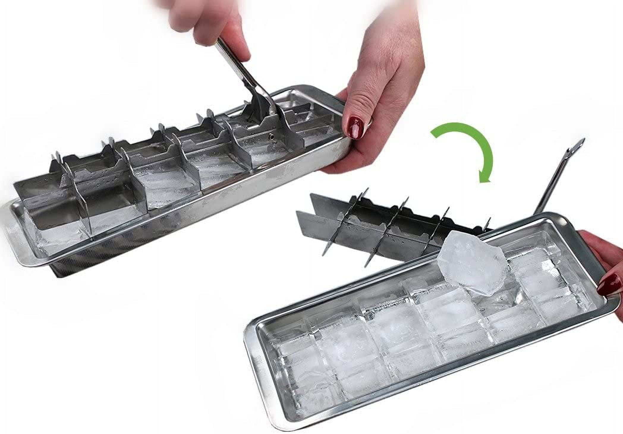 Lever-style Ice Cube Tray, 2 In 1 Stainless Steel Ice Making Mold And Ice Cracker