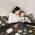 thumbnail image 4 of Feelyou Cute Halloween Ghost Queen Comforter Set, Boho Flower Daisy Comforter Sets Queen, Black Reversible, 3pcs, 1 Comforter and 2 Pillowcases, 4 of 7