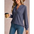 thumbnail image 4 of JYLFC Women Long Sleeve Tops with Button 2025 Fall Dressy Casual Henley Shirts Trendy Blouses Navy Blue 3XL, 4 of 6