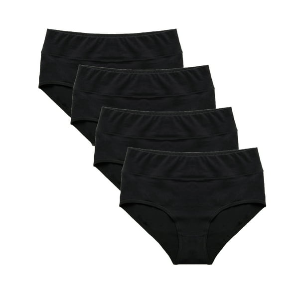 SAYFUT Women's Underwear Cotton Brief Panty,Soft Stretch Cheekini Hipster  Briefs 4 Pack/Black,Gray