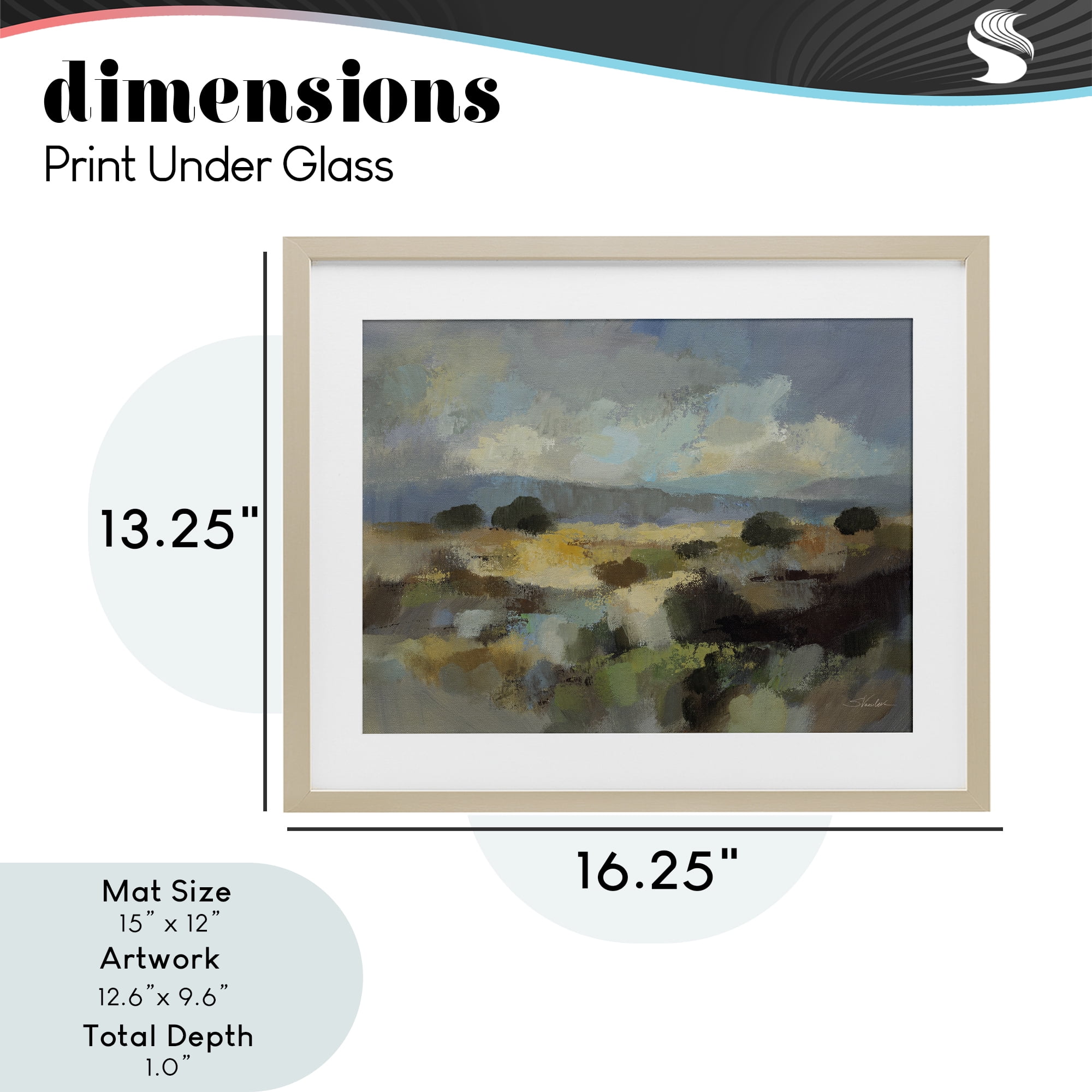 Stupell Industries Muted Blue Landscape with Clouds Birch Framed Print Under Glass, design by Silvia Vassileva