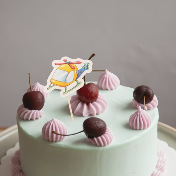 OUNONA  30 Pcs Happy Birthday Cupcake Picks Party Supplies Airplane Kids Baby Child