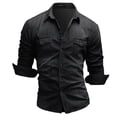 thumbnail image 4 of RUTAYY Men's Shirts Denim Casual Long Sleeve Workwear Button Down Tops Solid Color Turndown Collar Comfortable Trendy Travel Blouse, 4 of 4