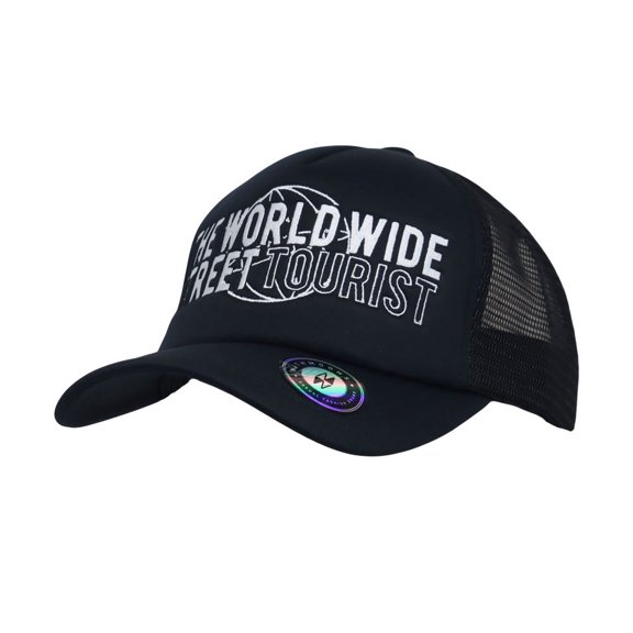 WITHMOONS Lettering Embroidery Adjustable Snapback Mesh Trucker Hat TRM1498 (Black)