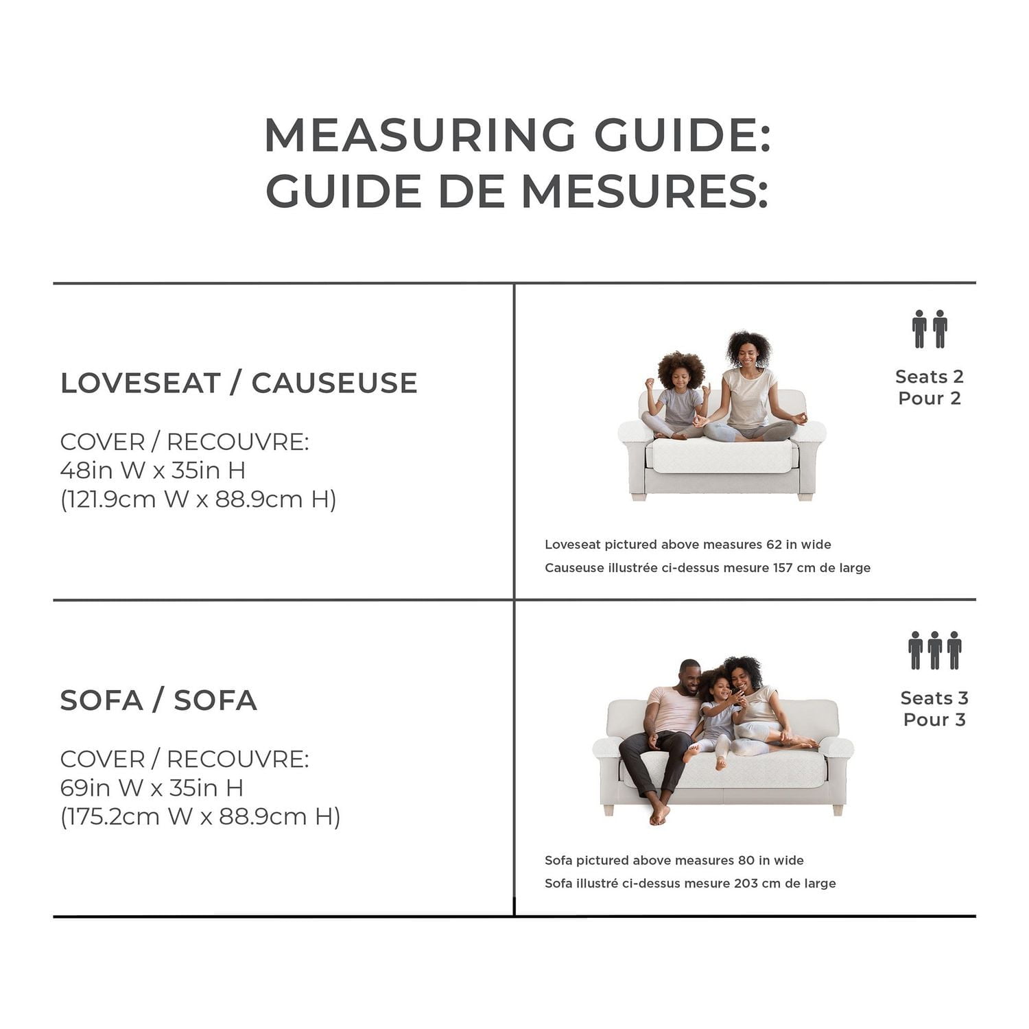 Housse de causeuse en tissu sherpa synthétique imperméable SmartFit, housse de mobilier en 3 pièces, pour chiens et autres animaux de compagnie, lavable à la machine Creme