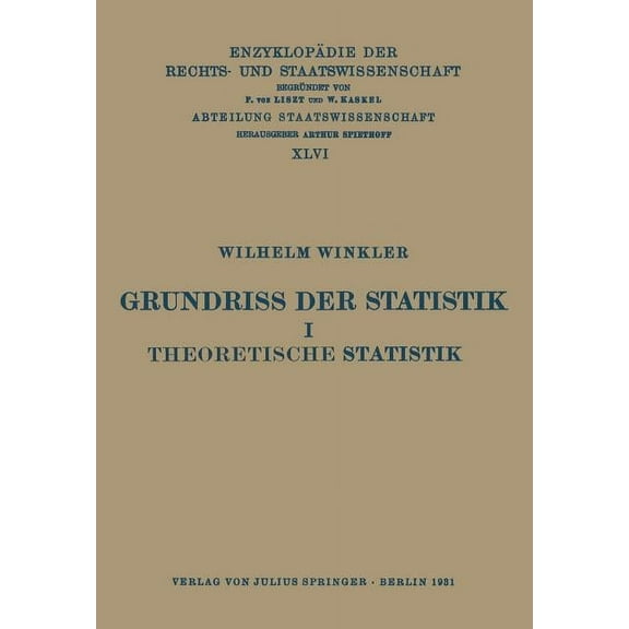 Grundriss Der Statistik I Theoretische Statistik, (Paperback)