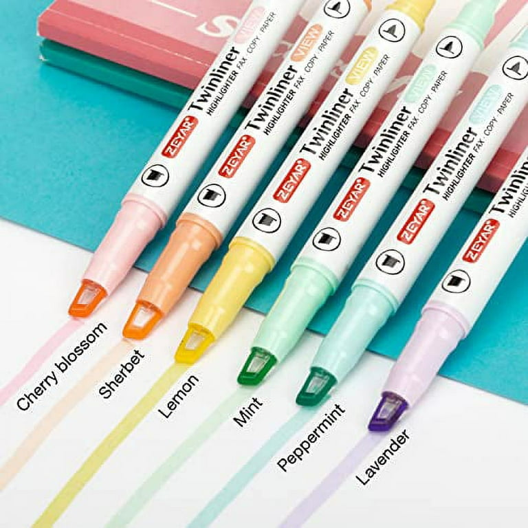 ZEYAR Highlighter, Pastel Colors Chisel Tip Marker Pen, Assorted Colors,  Water Based, Quick Dry (6 Macaron Colors)