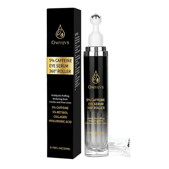Crema para ojos con cafeína Crema debajo de los ojos para ojeras e hinchazón Suero para ojos Antienvejecimiento Ilumina y líneas finas Crema para ojos con bola de masaje con rodillo para ojos 360 20ML