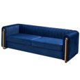thumbnail image 4 of Velvet Loveseat Sofa, Modern Tufted Upholstered Performance Velvet Sofa with Arms and Removable Cushions, Mid-Century Sofa Couch with Solid Wood Frame and Gold Legs for Living Room, Bedroom, Blue, 4 of 6