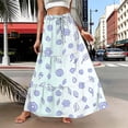 thumbnail image 6 of PWPSG Women’s Drawstring Tiered Maxi Skirt, Outline Floral Line Print Relaxed A Line Fabric, Flowy Hem for Lakeside Picnics White XL, 6 of 7