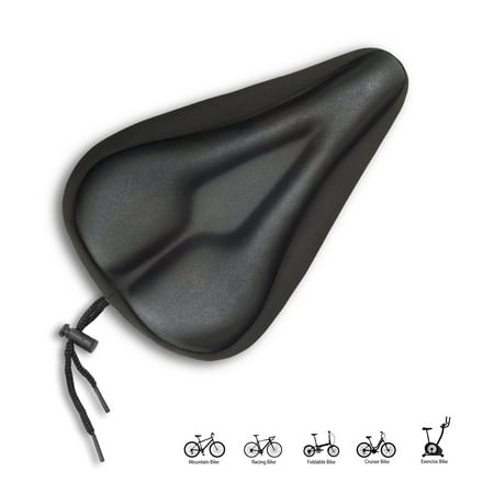 Feildoo Bicycle Seat Cushion Gel Cover  Black Bike Seat Cover for Adult Bike  11 x 7 in  Cycling Accessories  Indoor Stationary Exercise Seat Outdoor MTB Road Cycles  for Both Men Women