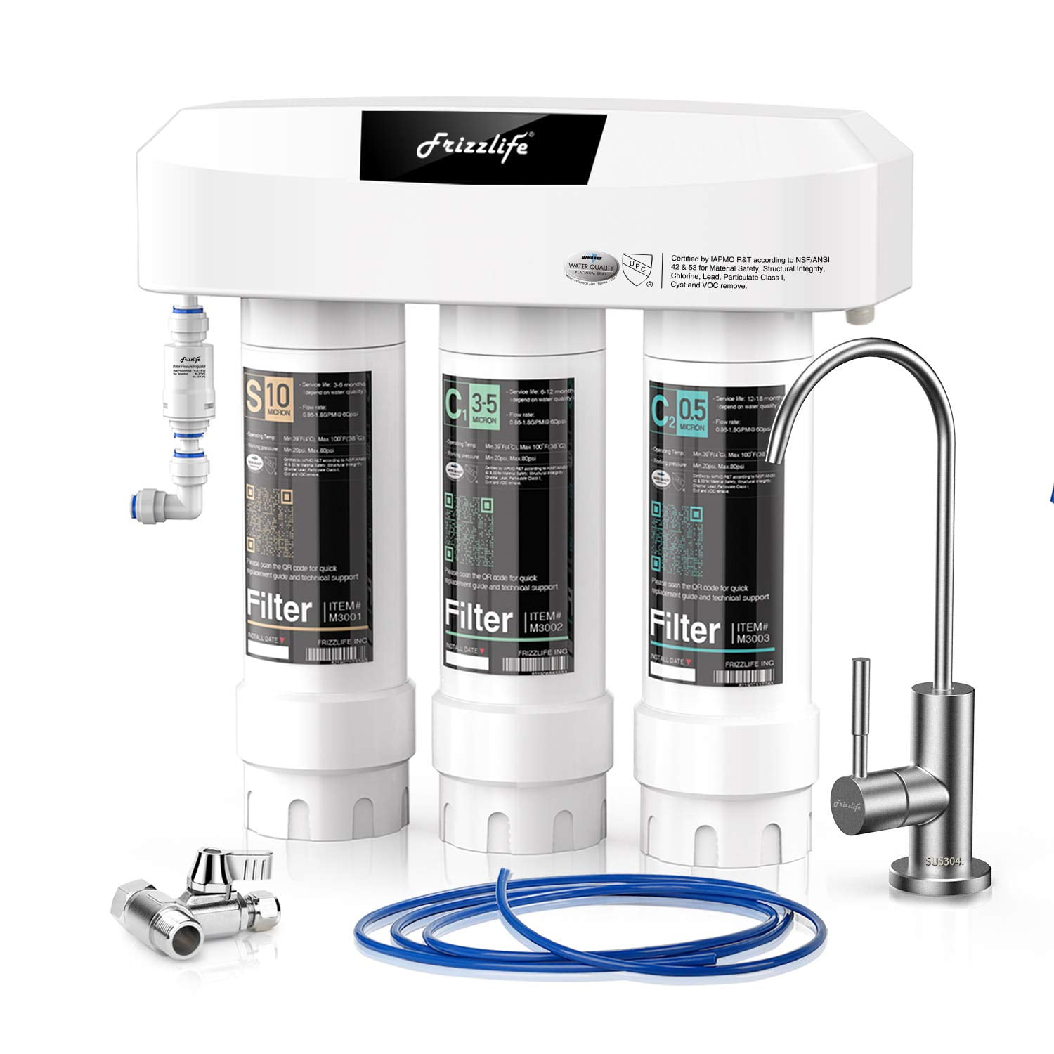 Frizzlife Under Sink Water Filter System With Brushed Nickel Faucet
