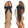 thumbnail image 3 of UDAUDU Women's Chunky Heel Sandals Arch Support Orthopedic Shoes 2026 Summer Comfort Slip-On Wedge Flip Flops Casual Party Vacation Beach Wedding Heeled Shoes Black, 3 of 6