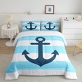 thumbnail image 2 of Erosebridal Anchor Comforter Sets,Nautical Theme Comforters & Duvets,Stripes Decor,Reversible,Breathable,2Pcs, 2 of 8