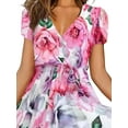thumbnail image 3 of Gvmfive Women Summer Boho Floral Dress Short Sleeve Casual Midi Sundress, 3 of 5