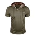 thumbnail image 6 of BRGZLK Men Short Sleeve Hooded Pullover Solid Color Blocked Zipper T Shirt with Front Pocket For Everyday Comfort and Streetwear Vibe, 6 of 7