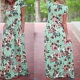 thumbnail image 5 of CHWGFWL Women's Casual Floral Printed Dress Short Sleeve Maxi Dress with Pockets(Green,XL), 5 of 9