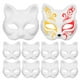 thumbnail image 1 of 10 PCS Mascaras de gato de papel blanco Mascaras pintadas a mano en blanco Halloween Masquerada Cosplay accesorios, 1 of 8
