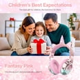 thumbnail image 4 of QearFun Kids Unicorn Bluetooth Headphones, 60H Playtime, 3-Level 74/85/94dB Safe Volume Limit, Wireless Headset with Mic for Girls, Bluetooth 5.3, Foldable for School/Travel/Tablet - Pink, 4 of 8