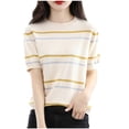 thumbnail image 2 of Ichuanyi Womens Stripe Tops 2026 Summer Short Sleeve Crewneck Lightweight Casual Pullover Shirts, 2 of 5