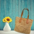 thumbnail image 6 of Kukuzhu Straw Beach Bag for Women Woven Structured Tote Bag Summer Shoulder Handbags, 6 of 6