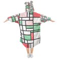 thumbnail image 2 of FORMRS Wearable Blanket Hoodie with Sleeves for Kids Cozy Flannel Sweatshirt, Red Abstract Geometric, 2 of 7