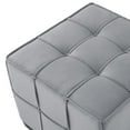 thumbnail image 6 of 22" Light Gray Velvet And Black Cube Ottoman, 6 of 10