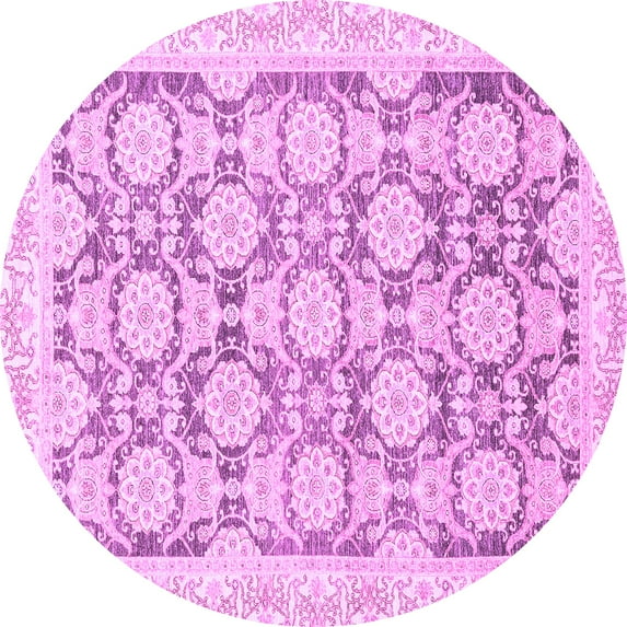 Ahgly Company Indoor Round Oriental Purple Traditional Area Rugs, 5' Round