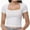 White, variant on Women's Square Neck Tops Short Sleeve Crop Tops Workout Summer Clothes Casual Slim Fit T-Shirts