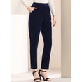 thumbnail image 2 of Pantalón de terciopelo de pierna ancha Allegra K Elástica con bolsillos y cintura alta Azul L, 2 of 6