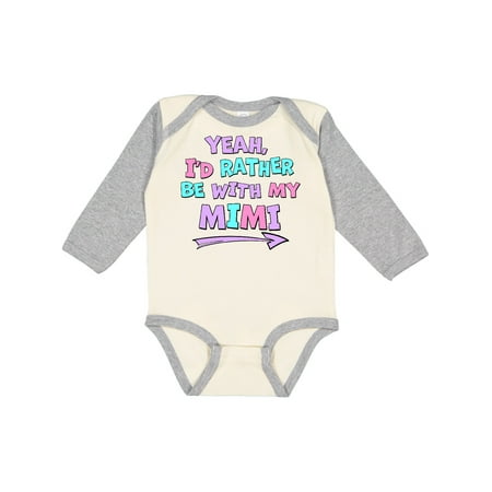 

Inktastic Yeah I d Rather be with My Mimi in Pink Blue and Purple Gift Baby Boy or Baby Girl Long Sleeve Bodysuit