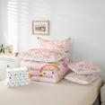 thumbnail image 6 of Manfei Cartoon Rainbow Bedding Comforter Set 7 Pieces for Girls, Colorful Blossoms Queen Bedding Sets, Kawaii Pink Queen Sheet Sets, Super Cozy Room Decor, 6 of 8