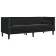 thumbnail image 2 of vidaXL 2 Piece Chesterfield Sofa Set with Bolsters Black Velvet, 2 of 5
