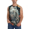 thumbnail image 2 of Lsque Moon Flower White Owl Print Men's Cotton Blend Sleeveless Muscle Shirts (S-3XL)- Moisture Wicking, Odor Protection, UPF 30+,Medium, 2 of 8