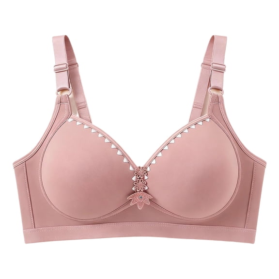 Qingpeng Womens Plus Size Push Up Bras Adjustable Strap No Underwire Decorative Floral Solid Color Bra Everyday Bralettes