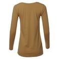 thumbnail image 3 of A2Y Women's Basic Solid Soft Cotton Long Sleeve V-neck Top T-shirt Coffee S, 3 of 3