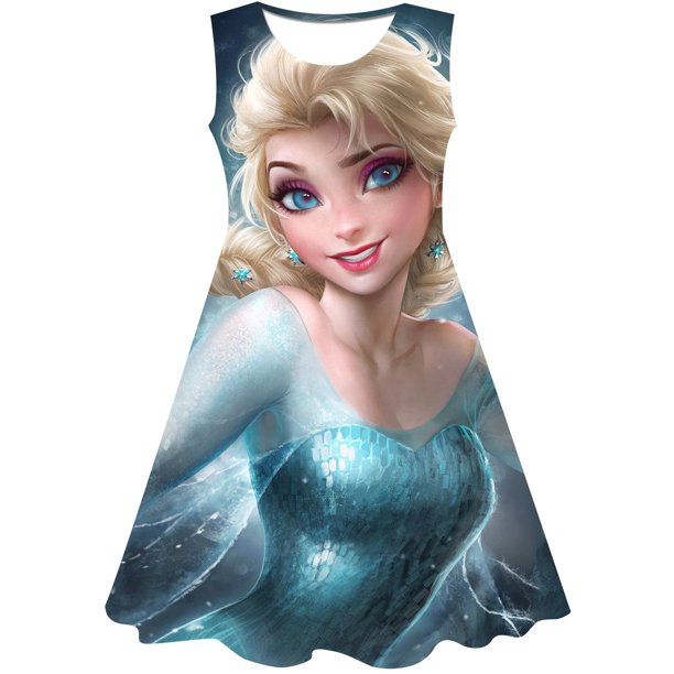 Vestido de Frozen de Disney para niñas, disfraces de dibujos animados, vestido de Frozen para niños, vestido de serie de Disney de verano para niños, regalos de fiesta de cumpleaños, faldas 5T Gao Jinjia LED