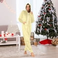 thumbnail image 6 of Golden Floral Pattern Adult onesie Pajamas, Crystal Velvet Ultra Soft Warm Jumpsuit for Men and Women, 6 of 7