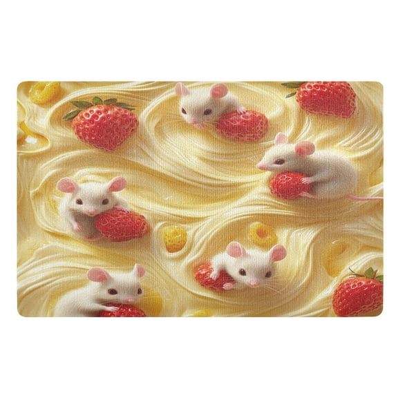 BZSMCE Floor Mats 32x20in White Cut Mice Creativity Doormats