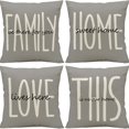 thumbnail image 1 of Juego de fundas de almohada Family & Love Inspirational, algodón y lino, 4 unidades, 1 of 3