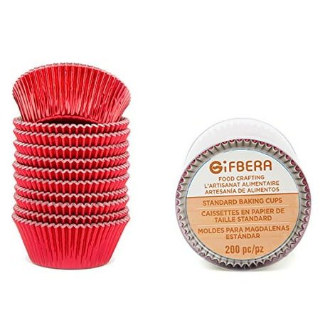

Gifbera Standard Red Foil Cupcake Liners Wrappers Baking Cups for Birthday Wedding Holiday Party 200-Count (Red)